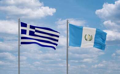 Guatemala and Greece flags, country relationship concept