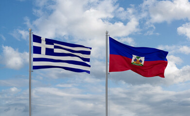 Haiti and Greece flags, country relationship concept