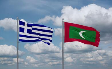 Maldives and Greece flags, country relationship concept