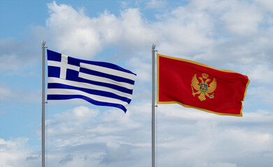 Montenegro and Greece flags, country relationship concept