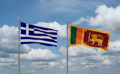 Foto op Aluminium Sri Lanka and Greece flags, country relationship concept © iuneWind