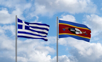 Eswatini and Greece flags, country relationship concept