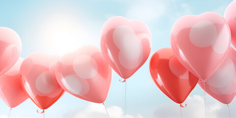 Heart shape  balloon Background   , Pink Love Balloons Arranged on a Heartfelt Pink Background Generative AI