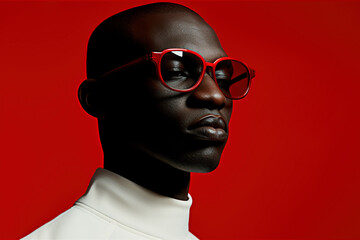 Graphisme design avec homme noir et couleur rouge - obrazy, fototapety, plakaty
