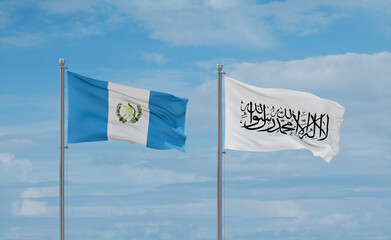 Guatemala and Afghanistan national flags, country relationship concept