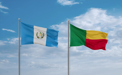 Benin and Guatemala flags, country relationship concept