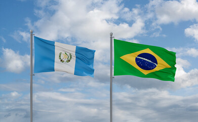 Guatemala and Brazil flags, country relationship concept