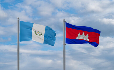 Cambodia and Guatemala flags, country relationship concept