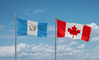 Canada and Guatemala flags, country relationship concept