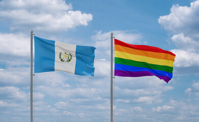 Gay Pride and Guatemala flags, country relationship concept