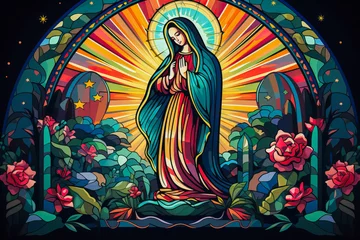 Fotobehang Colorful illustration of the Holly Virgin Mary © FrankBoston