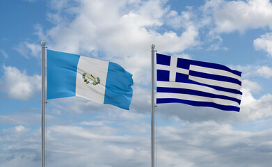 Fototapeta premium Greece and Guatemala flags, country relationship concept
