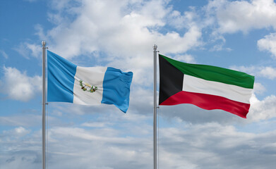 Kuwait and Guatemala flags, country relationship concept