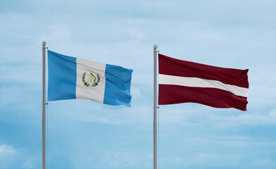 Latvia and Guatemala flags, country relationship concept