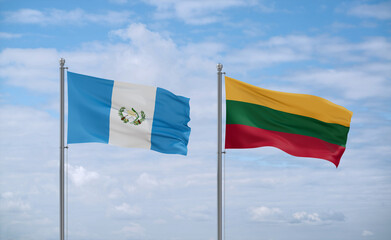 Lithuania and Guatemala flags, country relationship concept