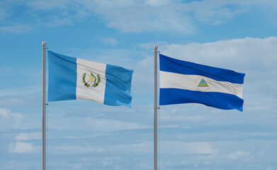 Nicaragua and Guatemala flags, country relationship concept