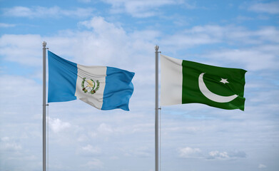 Pakistan and Guatemala flags, country relationship concept