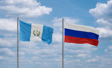 Russia and Guatemala flags, country relationship concept