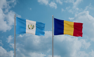 Romania and Guatemala flags, country relationship concept