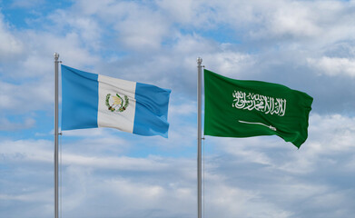 Guatemala and Saudi Arabia flags, country relationship concepts