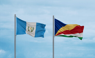 Seychelles and Guatemala flags, country relationship concept