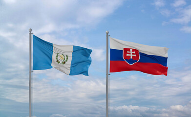 Slovakia and Guatemala flags, country relationship concept