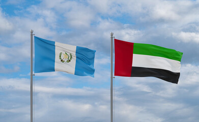 UAE and Guatemala flags, country relationship concept