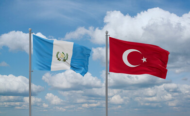 Turkey and Guatemala flags, country relationship concept