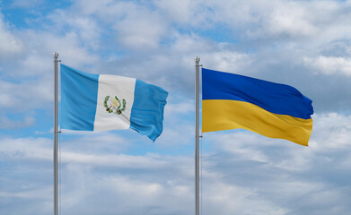 Ukraine and Guatemala flags, country relationship concept