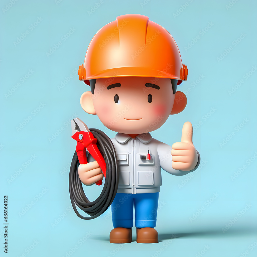 Poster a close up of a person with a helmet and a wrench generative ai