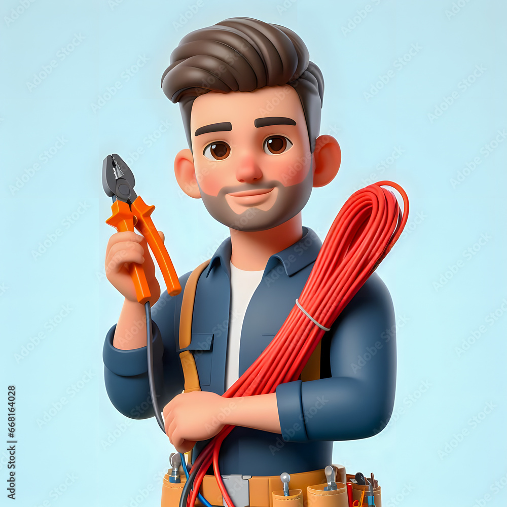 Poster arafed man with a tool belt and a wrench generative ai
