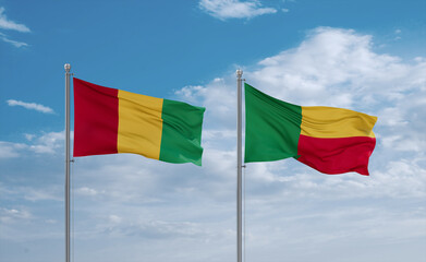 Benin and Guinea-Conakry, Guinea flags, country relationship concept