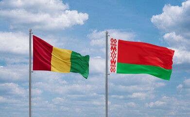 Belarus and Guinea-Conakry, Guinea flags, country relationship concept