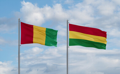 Bolivia and Guinea-Conakry, Guinea flags, country relationship concept