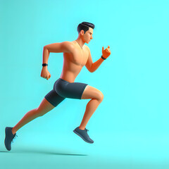 Fototapeta na wymiar arafed man running with a smart watch on his wrist Generative AI