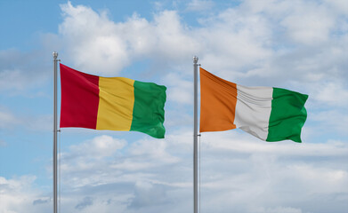 Ivory Coast and Guinea-Conakry, Guinea flags, country relationship concept