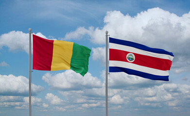 Costa Rico and Guinea-Conakry, Guinea flags, country relationship concept