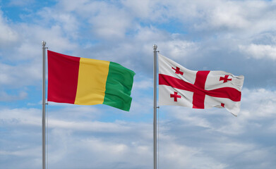 Georgia and Guinea-Conakry, Guinea flags, country relationship concept