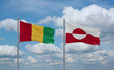 Greenland and Guinea-Conakry, Guinea flags, country relationship concept