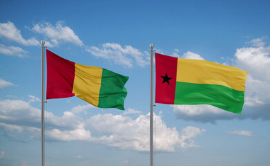 Guinea-Bissau and Guinea-Conakry, Guinea flags, country relationship concept