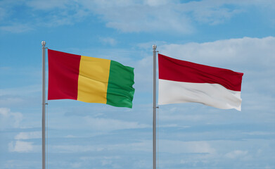 Indonesia and Guinea-Conakry, Guinea flags, country relationship concept