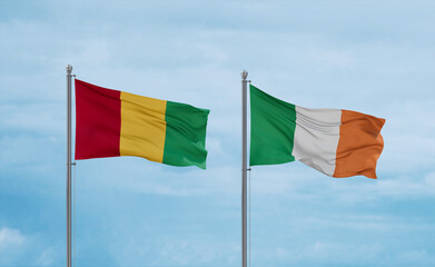 Ireland and Guinea-Conakry, Guinea flags, country relationship concept