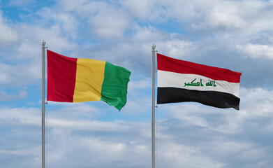 Iraq and Guinea-Conakry, Guinea flags, country relationship concept