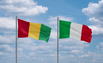 Italy and Guinea-Conakry, Guinea flags, country relationship concept