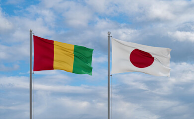Japan and Guinea-Conakry, Guinea flags, country relationship concept
