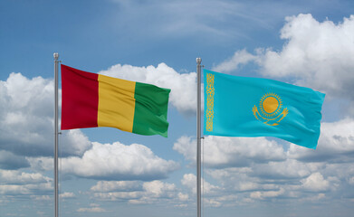 Kazakhstan and Guinea-Conakry, Guinea flags, country relationship concept