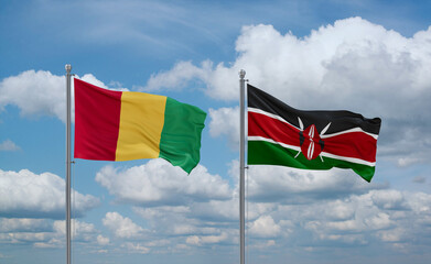 Kenya and Guinea-Conakry, Guinea flags, country relationship concept