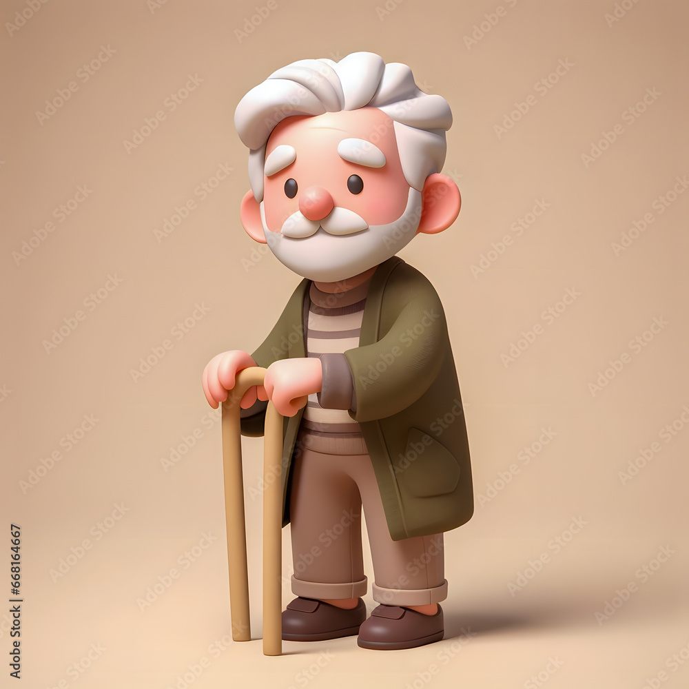 Poster a close up of a cartoon character with a cane Generative AI