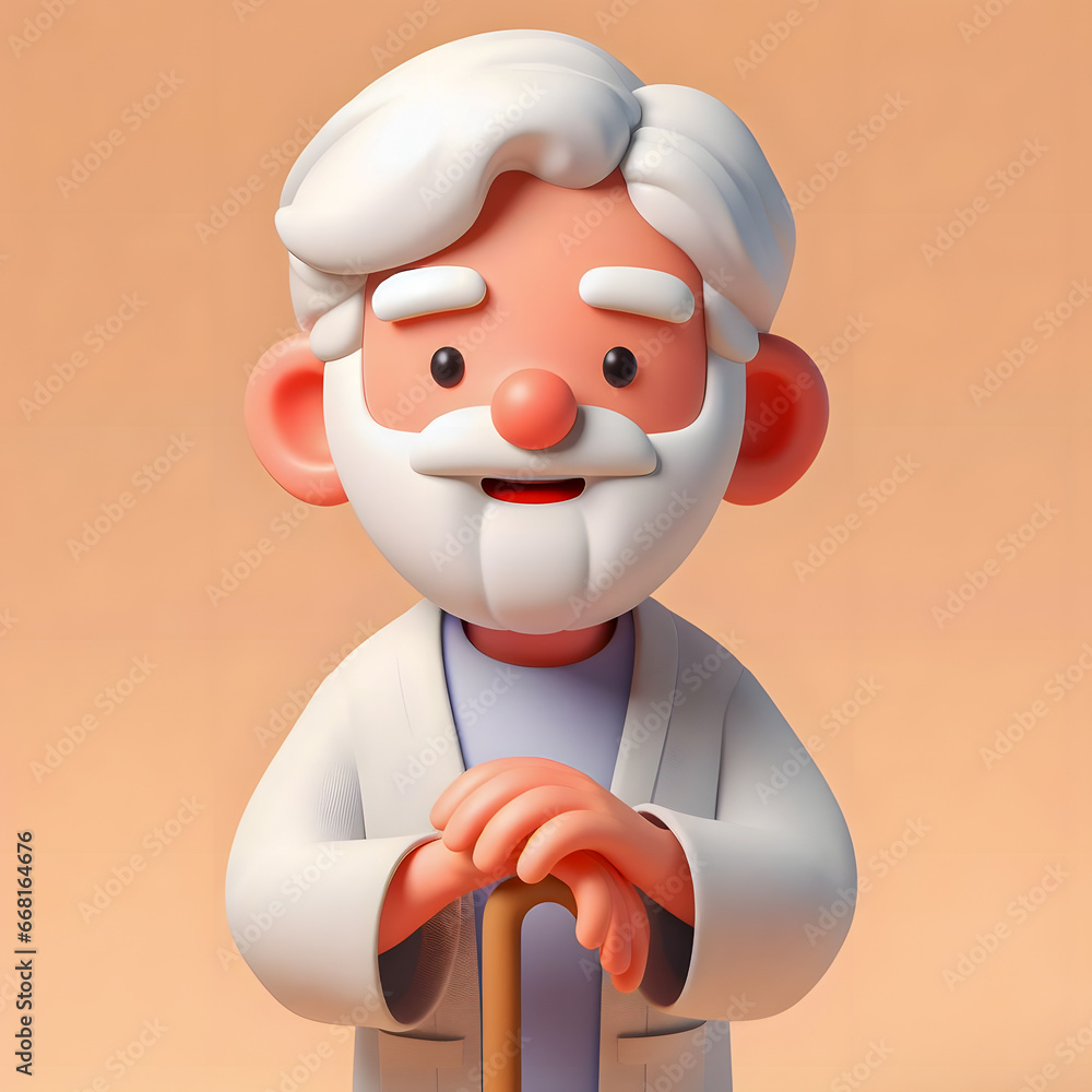 Poster there is a cartoon character of a man with a cane generative ai
