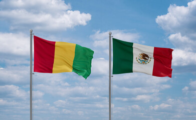 Mexico and Guinea-Conakry, Guinea flags, country relationship concept
